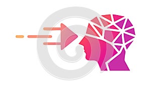 Human Head Data Flow Concept, AI Learning Brain Vector Graphic, vector design Generative AI