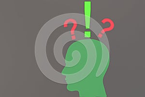 A human head finding an idea