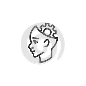 Human head with gear line icon