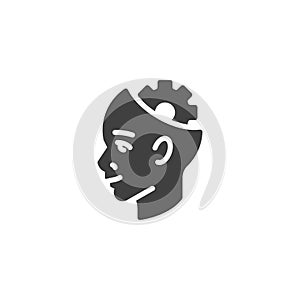 Human head with gear vector icon
