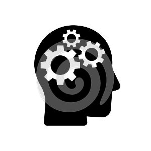 Human head gears tech logo, Cogwheel engineering technological inside brain, Artificial intelligence