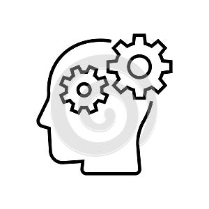 Human head gears tech logo, Cogwheel engineering technological inside brain, Artificial intelligence