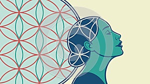 Human Head with Geometric Pattern Abstract Mind, vector design Generative AI