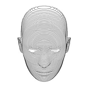 Human Head in Horizontal Lines or Slices. Front View
