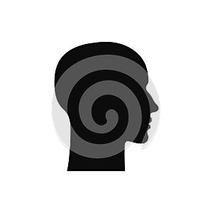 Human head icon. Male head profile silhouette. Black sign of human head