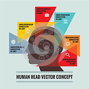 Human head - infographic concept - creative vector scheme. Geometric triangles structure.