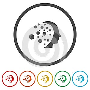 Human head logo. Creative brain man icon. Set icons in color circle buttons