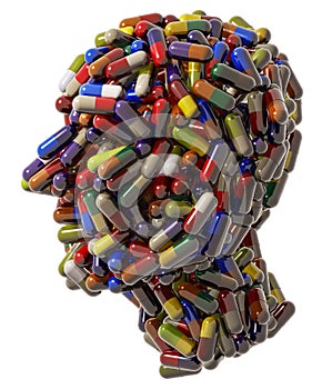 Human head of medicine tablets