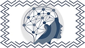 Human Head with Network Connections, AI and Brainpower, vector design Generative AI