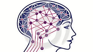 Human Head with Network Grid Brain Connectivity Technology, vector design Generative AI