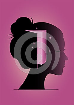 Human head with open book learning concept vector ilustration