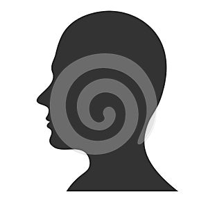 Human head profile black shadow silhouette. vector illustration
