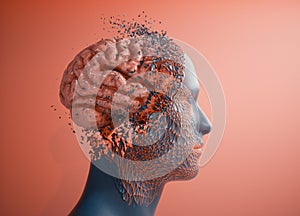 Human head profile and brain inside