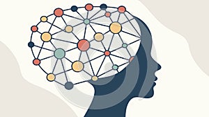 Human Head Profile with Brain Network Representing Intellect, vector design Generative AI