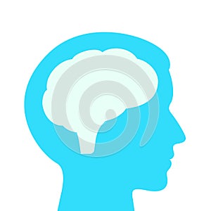 Human head profile and brain vector illustration