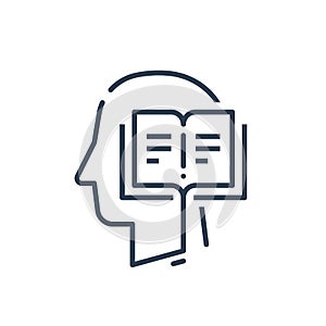 Human head profile and open book, education subject, writing and storytelling concept