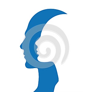 Human head profile silhouette male and female