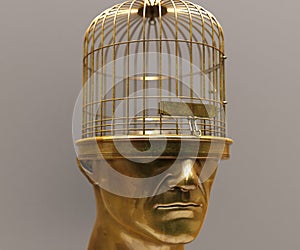 Human Head in Shape of Birdcage