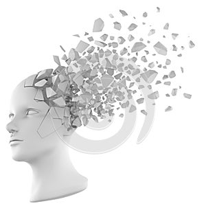 Human head shatter white