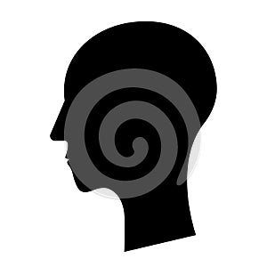Human head silhouette black color vector white background
