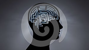 Human Head Silhouette Containing a Maze, Representing Complexity of Mind
