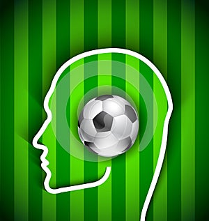 Human head with soccer ball - supporters photo