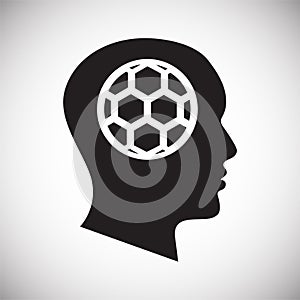 Human head with soccer ball on white background for graphic and web design, Modern simple vector sign. Internet concept. Trendy