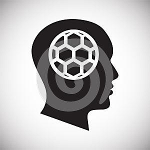 Human head with soccer ball on white background for graphic and web design, Modern simple vector sign. Internet concept. Trendy photo