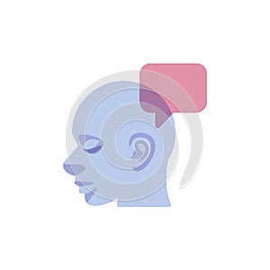 Human head and speech bubble flat icon