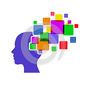 Human head with squares logo â€“ vector