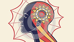 Human Head with Sun-Gear and Inner Mind Patterns, vector design Generative AI