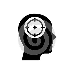 Human Head Target Silhouette Icon. Marketing Sociology Focus Goal on Customer Mind Black Pictogram. Centric Aim