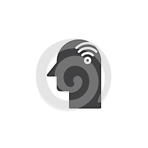 Human head with wi-fi vector icon