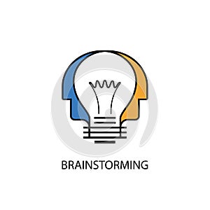 Human heads and light bulb icon.Creative mind logo.Creative group logo.Brain.Creative mind.Man head and people