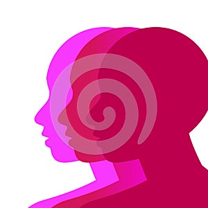 Human heads shape on white background. Abstract flat vector. Mental health, mind, intelligence, medicine, psychology, concept.