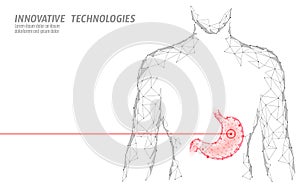 Human healthy medicine drug treatment stomach. Internal digestion organ. Low poly connected dots gray white triangle