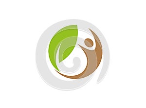 Human healthy nature and leaf for logo design