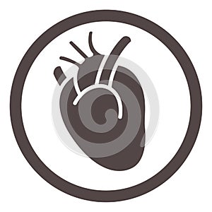 Human heart icon. Medical round black symbol