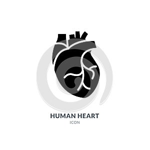 Human heart medical vector desease cardiovascular organ anatomy. Healthy human heart organ shape flat icon.