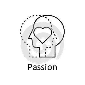 Human, heart in mind icon. Element of human mind with name icon. Thin line icon for website design and development, app