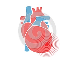 Human heart pain symbol. Heart ache icon. Vector illustration. Human body ache pain dot