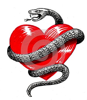 Human heart and snake