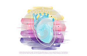 Human heart and treatment watercolor style.