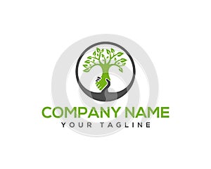 Human helping hands and tree logo design.