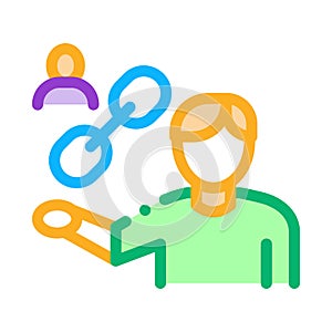 Human Hold Chain Icon Vector Outline Illustration