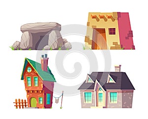 Human houses history cartoon vector collection