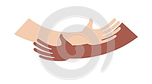 Human hugs hugging hands support and love symbol hugged arms girth silhouette unity and warmth feeling, flat vector