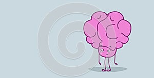 Human hypnotized brain with hypnosis spiral in eyes pink cartoon character kawaii style horizontal photo