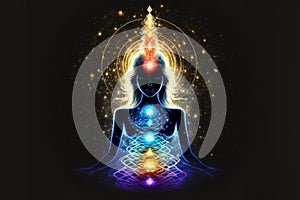 Human inner energy chakra meditation of mind body and soul