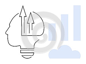 Human Intelligence and Growth Concept with Arrows and Analytical Data Visualization